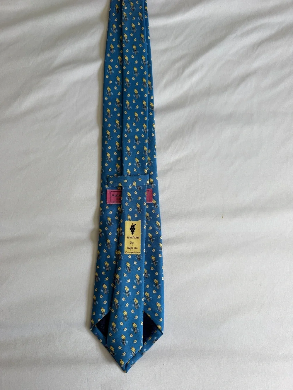 Vineyard Vines 100% Silk Spring Chicken Egg Blue Yellow Pattern Tie